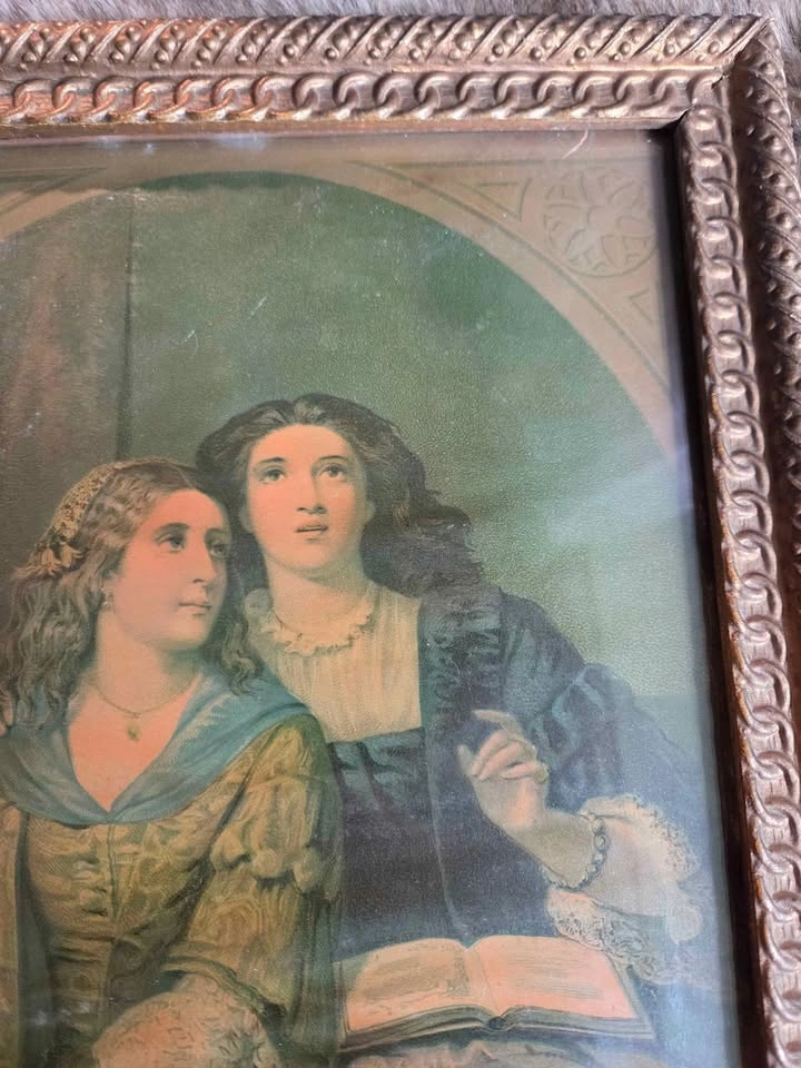 Antique Victorian Young Women, Sister Arts Framed - photo 4
