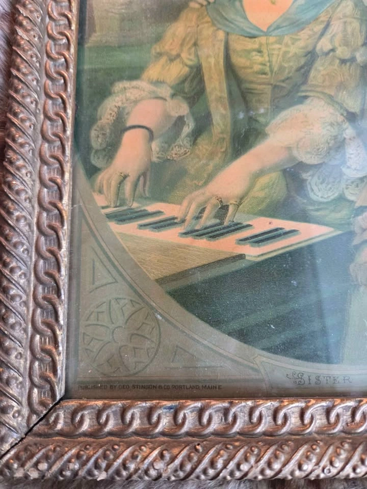 Antique Victorian Young Women, Sister Arts Framed - photo 5