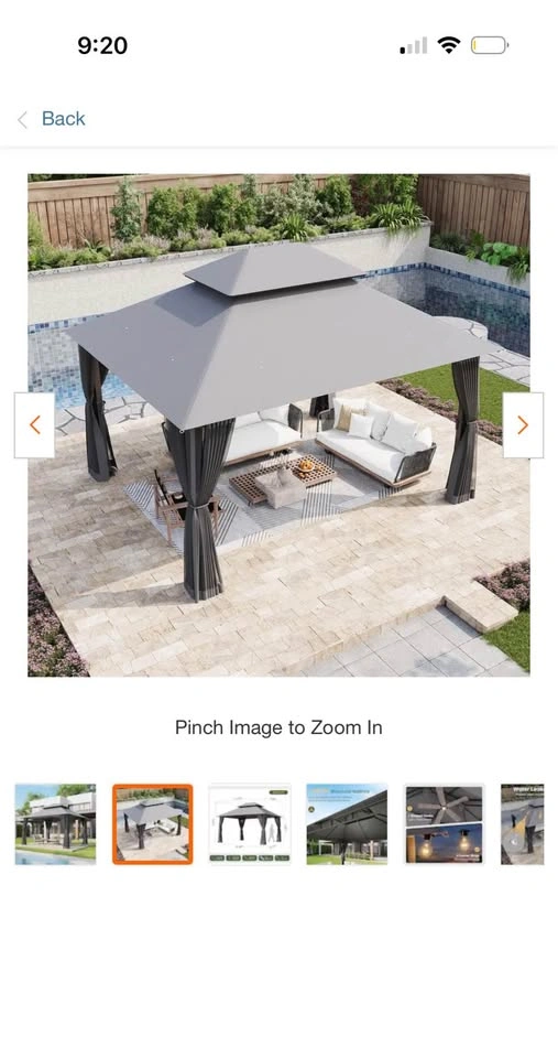 12 ft. x 10 ft. Gray Double Roof Soft Top Gazebo - photo 2