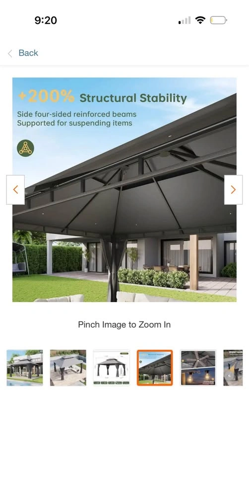 12 ft. x 10 ft. Gray Double Roof Soft Top Gazebo - photo 4
