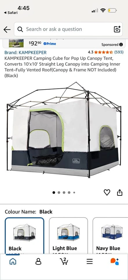 New 10x10’ inner canopy tent