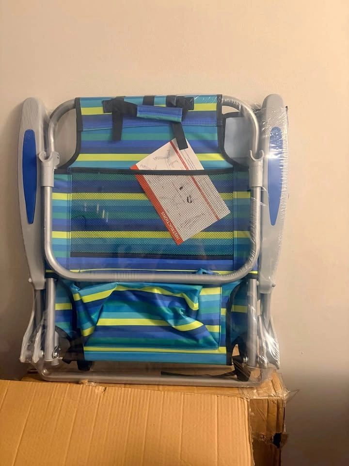 Brand new- 2 pack, 5 position backpack beach chairs