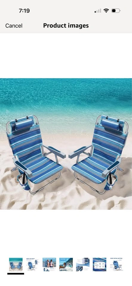 Brand new- 2 pack, 5 position backpack beach chairs - photo 2
