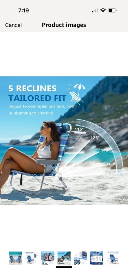 Brand new- 2 pack, 5 position backpack beach chairs - photo 5