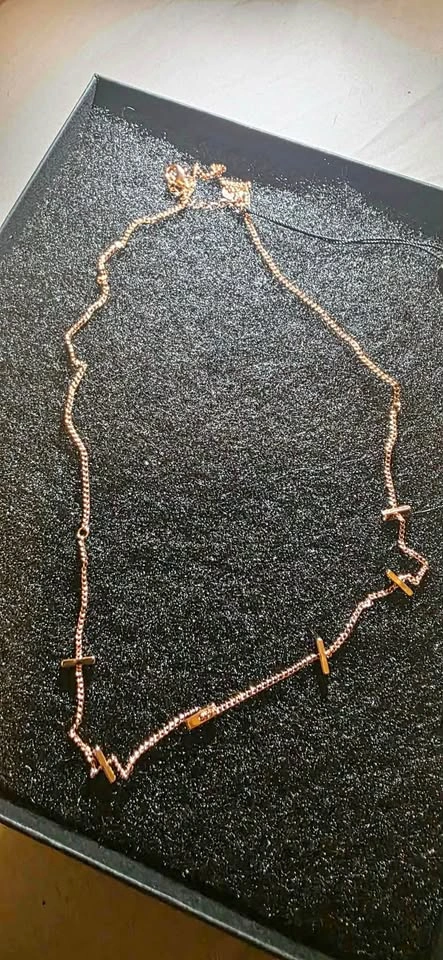 Rose Gold Bar Charm Necklace