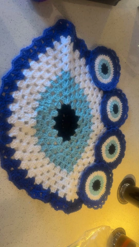 Evil eye crochet Doily and coaster set - photo 4