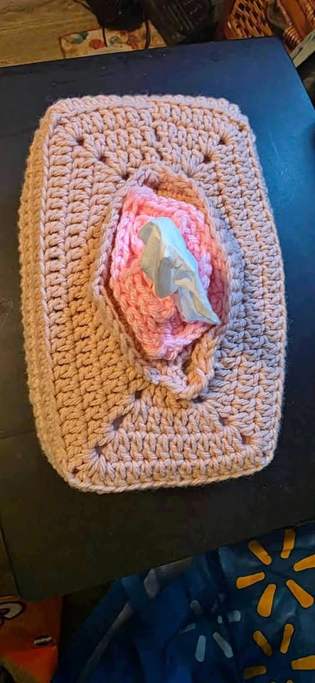Crochet tissue box cover