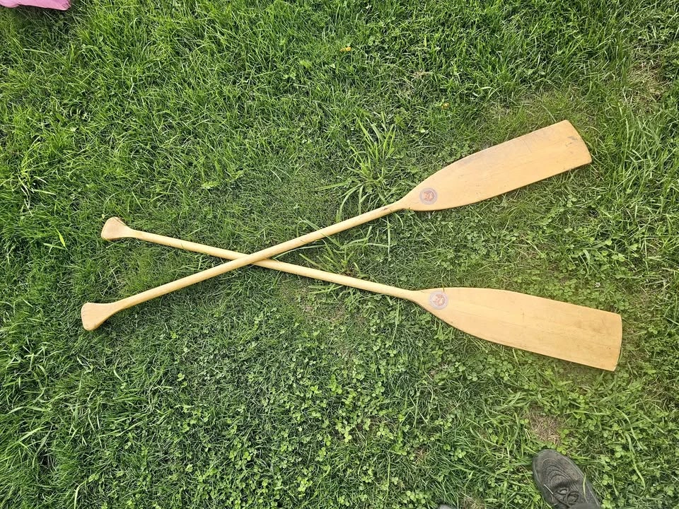 vintage wooden canoe paddle
