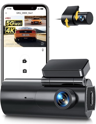 GKU 4K Dash Cam Front and Rear Camera Build-in 5G WiFi, Parking