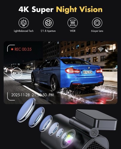 GKU 4K Dash Cam Front and Rear Camera Build-in 5G WiFi, Parking - photo 4