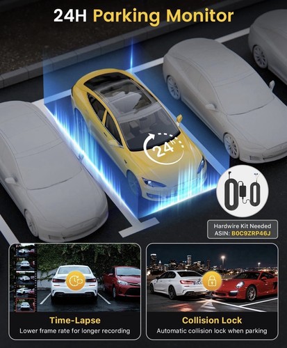 GKU 4K Dash Cam Front and Rear Camera Build-in 5G WiFi, Parking - photo 5