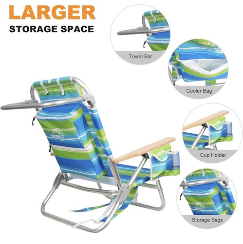 Backpack Beach Chairs - 300lb Capacity - 5 Position (2 Chairs)