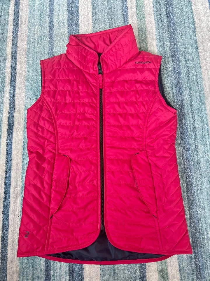 Kids' Horse Riding Sleeveless Padded Gilet 100 - Cardinal Pink s