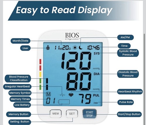 BIOS Diagnostic Blood Pressure Monitor - Accurate Readings, Larg - photo 4