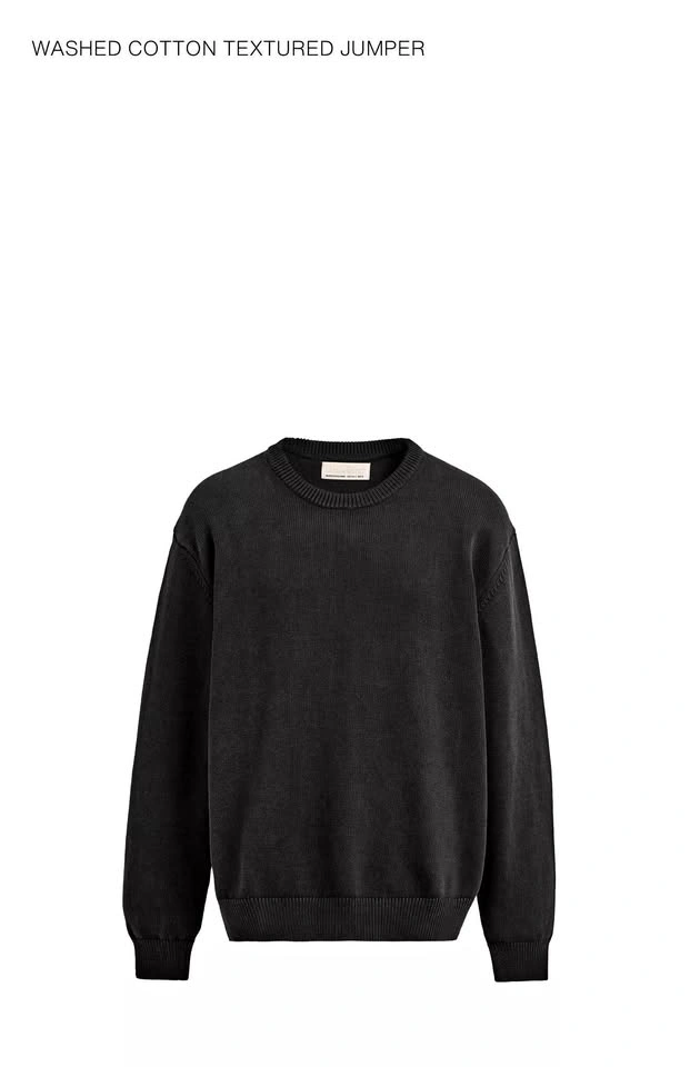 Zara men Washed Cotton Textured Jumper