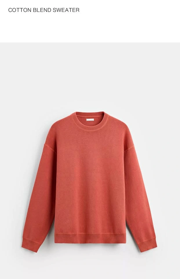 zara men Rust Cotton Blend Sweater