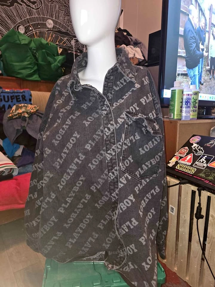 Playboy all-over print black denim jacket