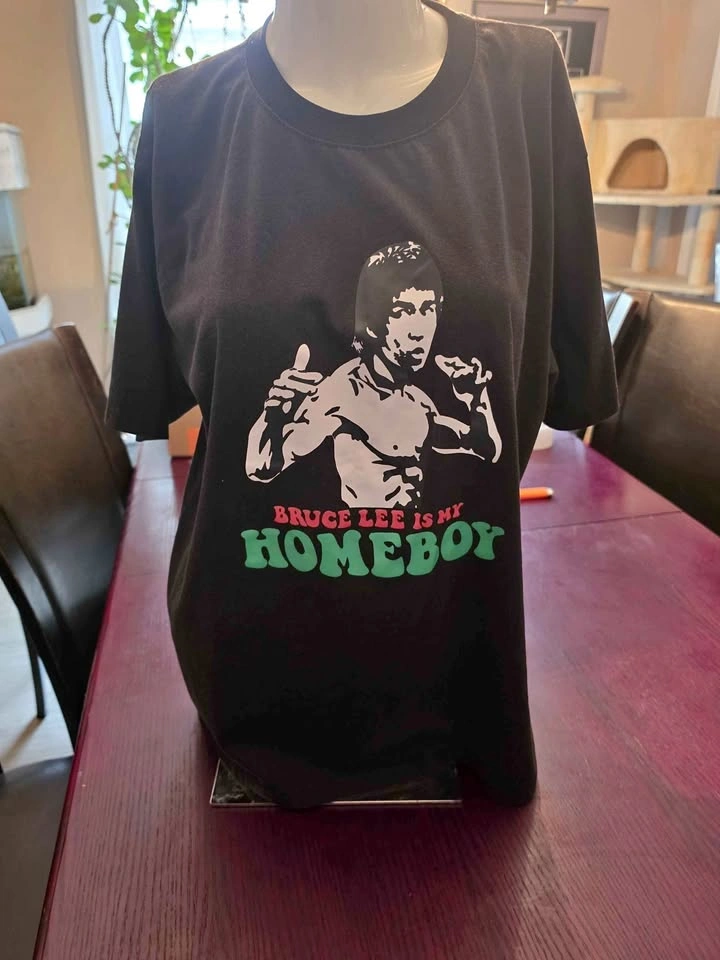 Bruce Lee Is My Homeboy Black T-Shirt Vintage bootleg XL