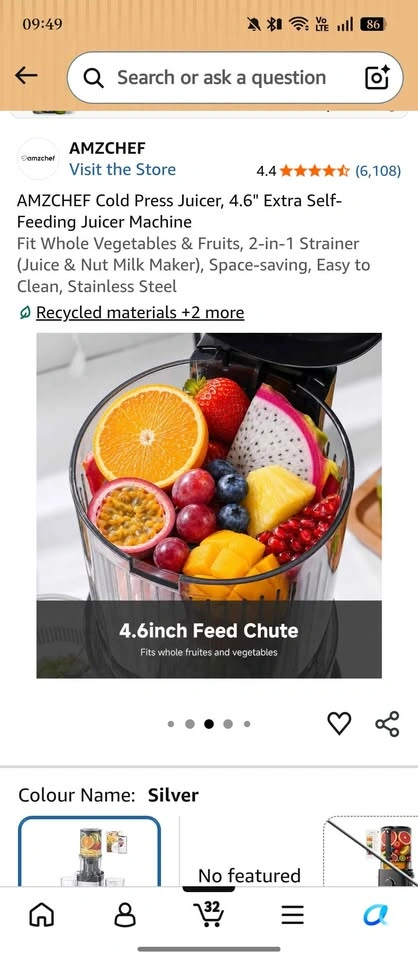 AMZCHEF Cold Press Juicer, 4.6" Extra Self-Feeding Juicer - photo 2