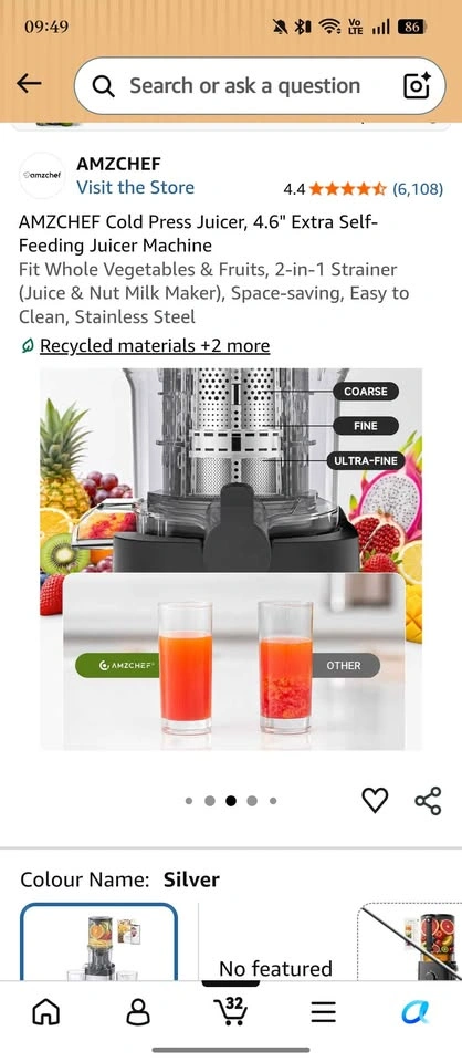 AMZCHEF Cold Press Juicer, 4.6" Extra Self-Feeding Juicer - photo 3