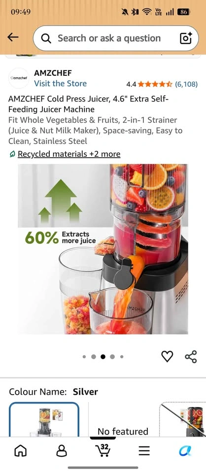 AMZCHEF Cold Press Juicer, 4.6" Extra Self-Feeding Juicer - photo 4