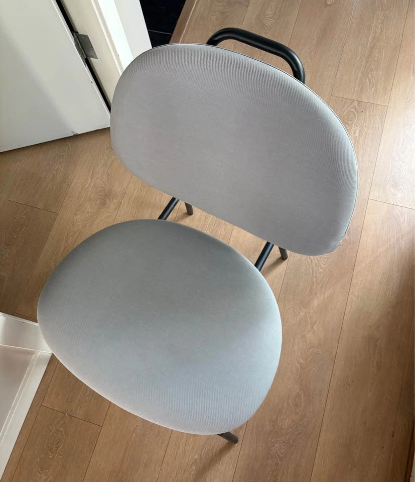 Grey Upholstered Accent Chair with Black Metal Frame - photo 2