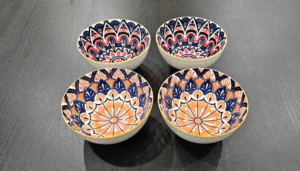 Bohemian style ceramic/porcelain bowls - set of 4 - photo 2