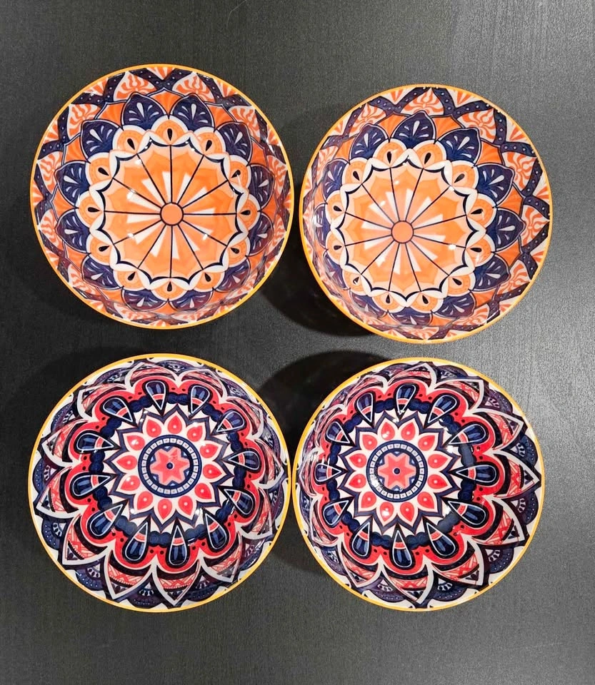 Bohemian style ceramic/porcelain bowls - set of 4 - photo 3