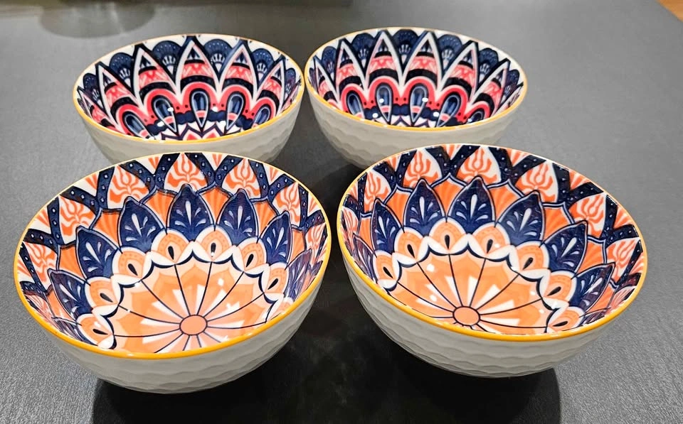 Bohemian style ceramic/porcelain bowls - set of 4 - photo 4