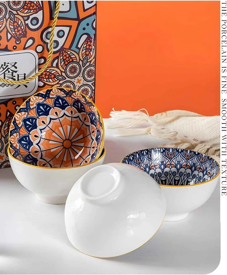 Bohemian style ceramic/porcelain bowls - set of 4