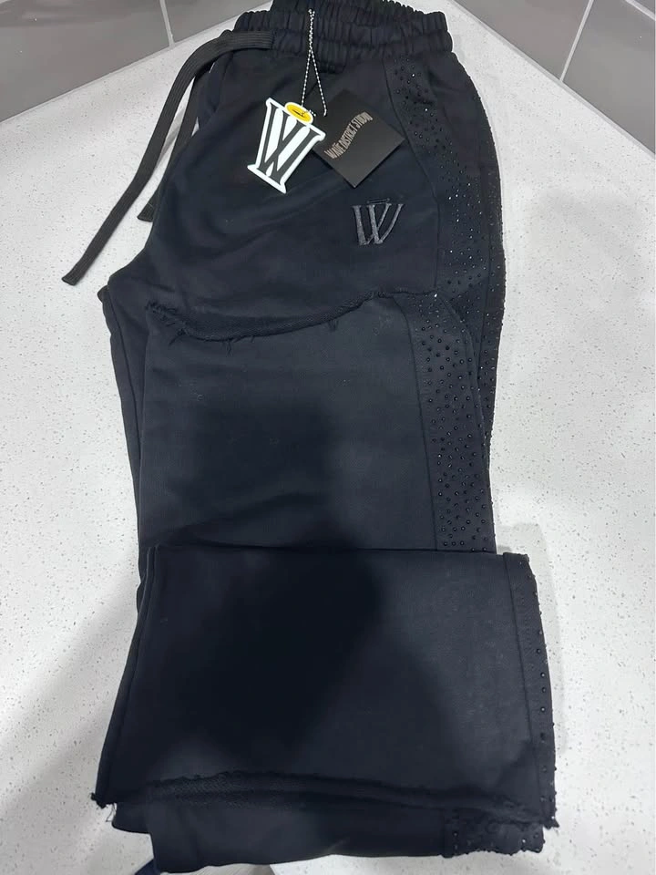 Wave District Studio Black Rhinestone Flare Sweatpants
