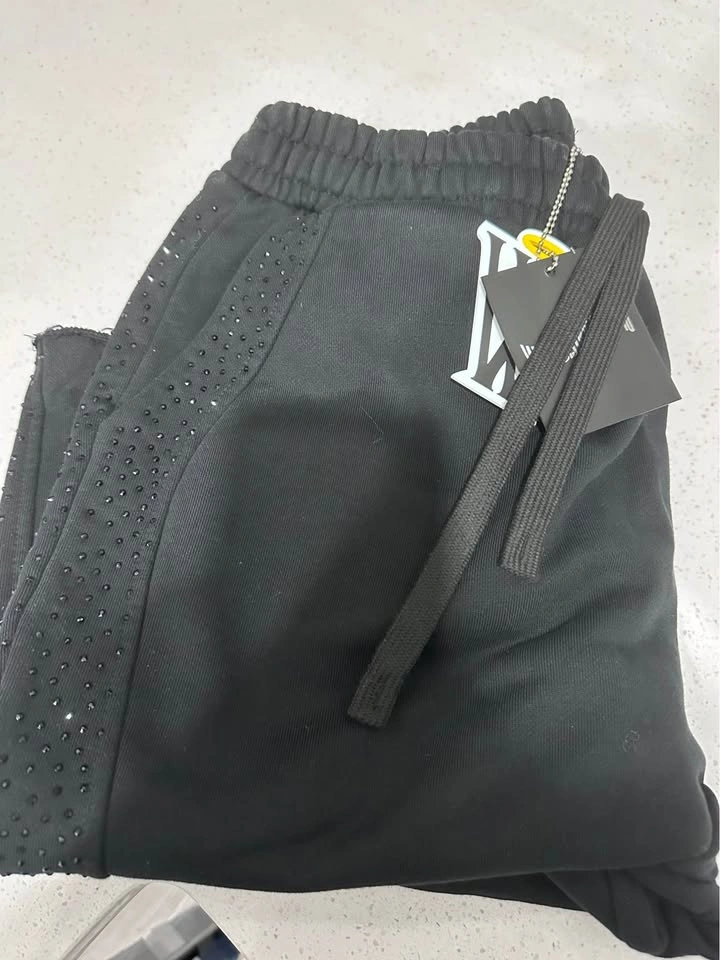 Wave District Studio Black Rhinestone Flare Sweatpants - photo 3
