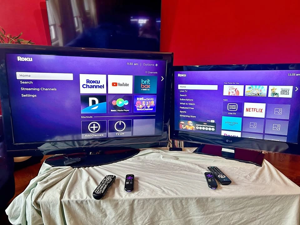 2 Flatscreen TVs: 37" Insignia & 31" LG + 1 Roku Player