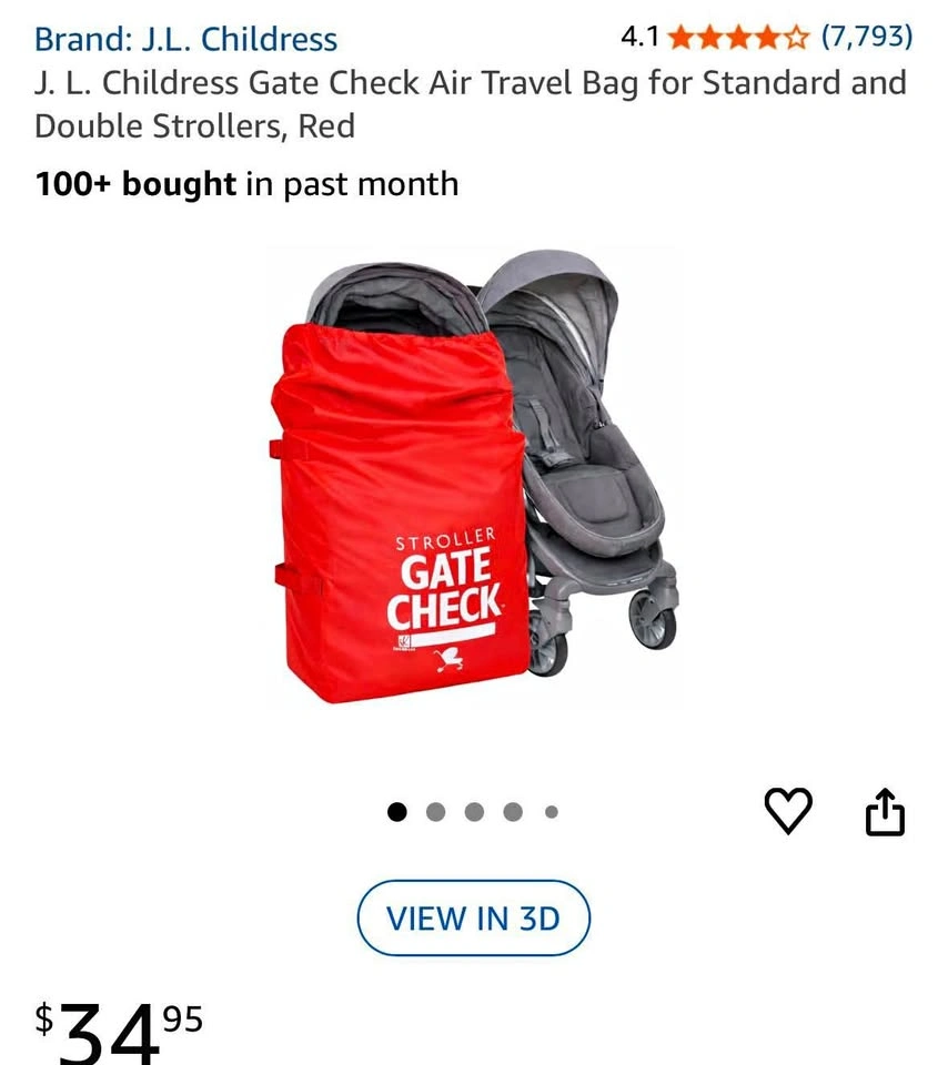 Gate check travel stroller/car seat bag - black
