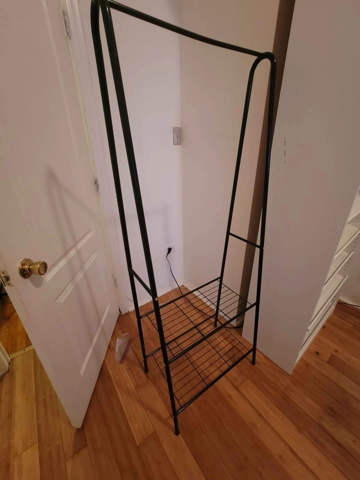 Black Metal Garment Rack with 2 Shoe/Storage Shelves - $30 - photo 2