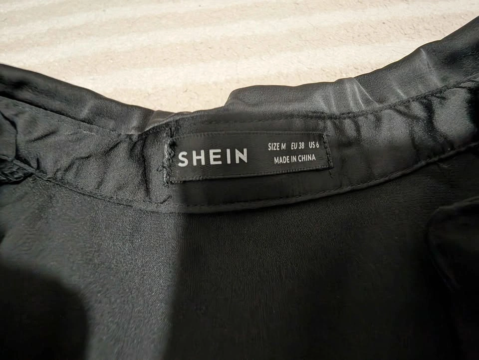 SHEIN Black Satin Long Sleeve Button Up Shirt - photo 2