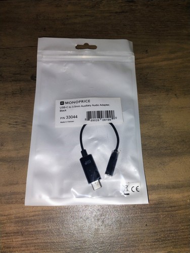 Monoprice USB-C to 3.5mm Audio Auxiliary Adapter - Black