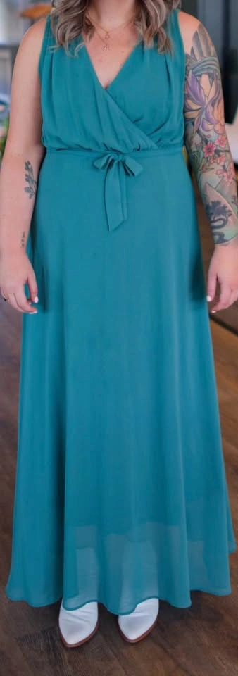 Women’s Maxi Teal Dress - wedding guest dress - photo 5