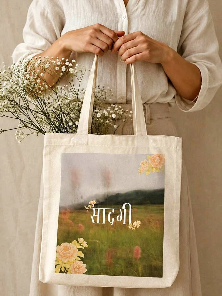 Saadgi - Aesthetic Canvas Floral Tote Bag