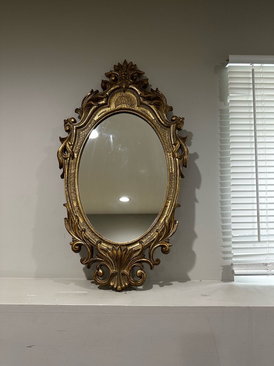 Ornate Gold Baroque Oval Wall Mirror