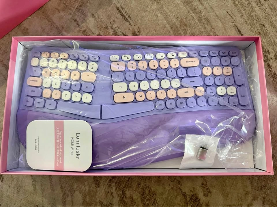 Lomiluskr Wireless Ergonomic Split Keyboard, PU wrist rest