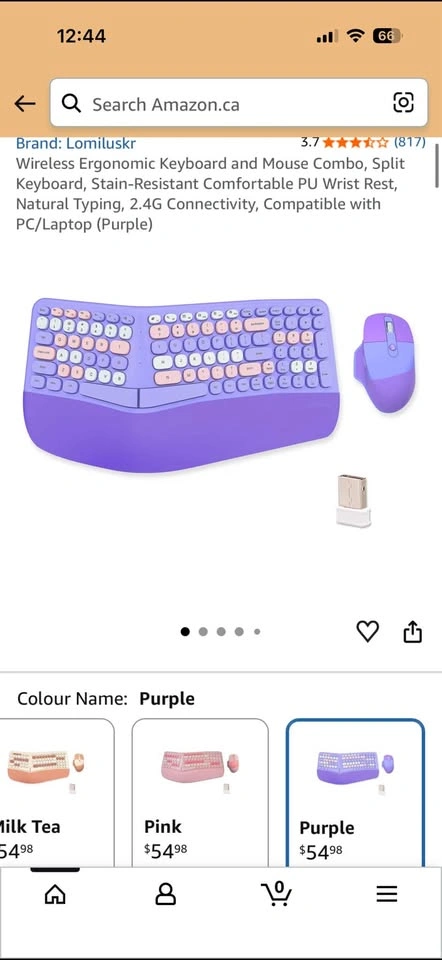 Lomiluskr Wireless Ergonomic Split Keyboard, PU wrist rest - photo 3