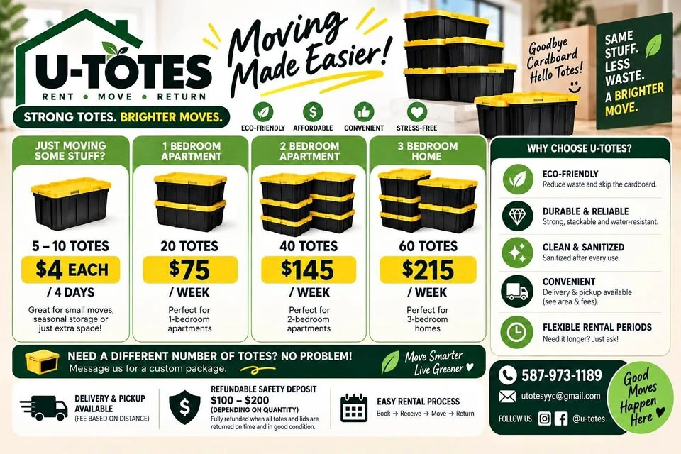 Reusable Moving Totes for Rent - Calgary & surrounding areas