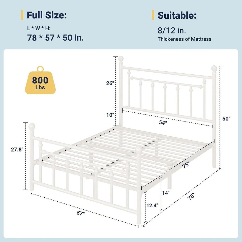 Full Metal Bed Frame with Headboard and Footboard - New - photo 3
