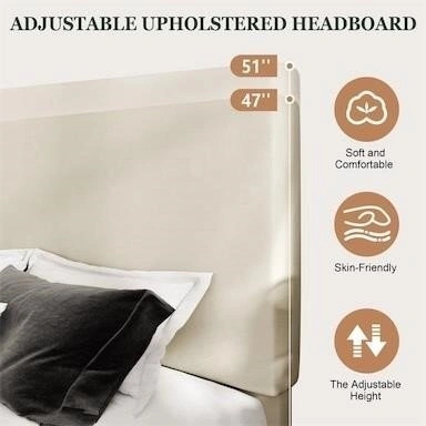 Queen Platform Bed Frame with Upholstered Adjustable Headboard - photo 3
