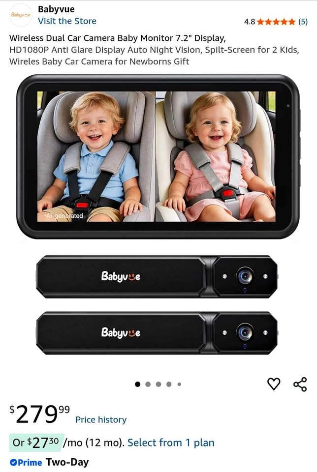 Dual Camera Baby Monitor With Screen - New