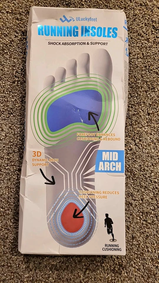 Brand New ULuckyfeet Running Insoles - Mid Arch Support