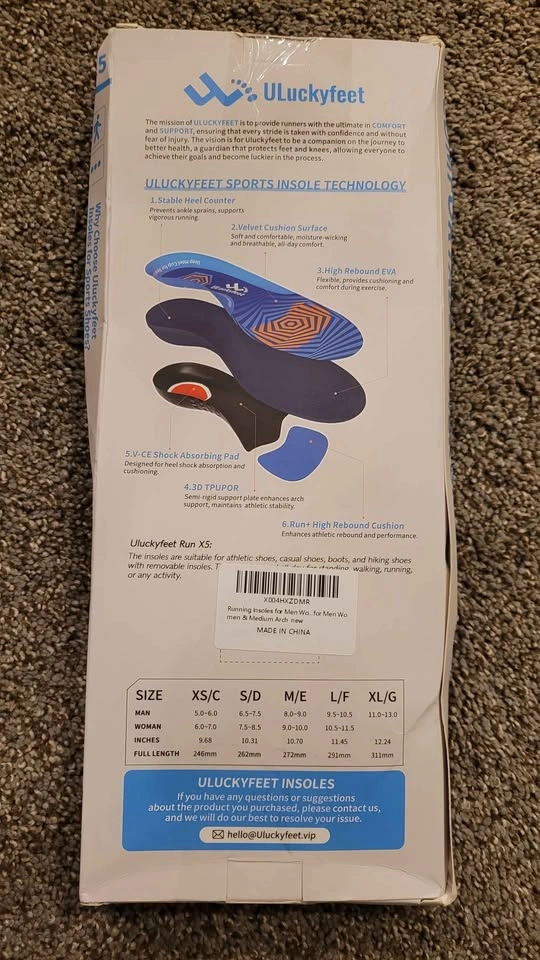 Brand New ULuckyfeet Running Insoles - Mid Arch Support - photo 2