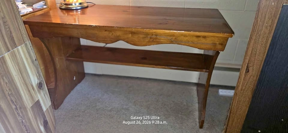 Vintage Wood Desk with Shelf
