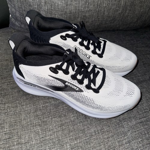 Brooks Mens Adrenaline GTS 25 Running Shoes White Black 9.5 2E